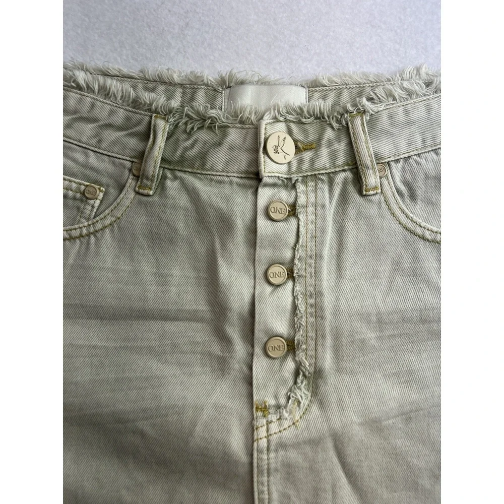 One‎ Teaspoon Womens Button Fly Denim Mini Skirt Antique Khaki Size 25